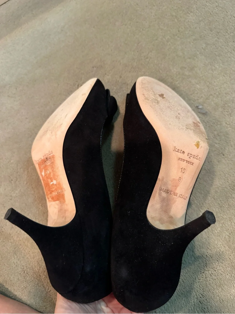 kate spade Black Suede Rose Accent Heels